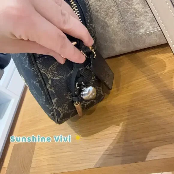 NWT Coach Carey Crossbody Bag Signature Canvas Leather Charms CEK68 Gold Brown - Picture 3 of 10